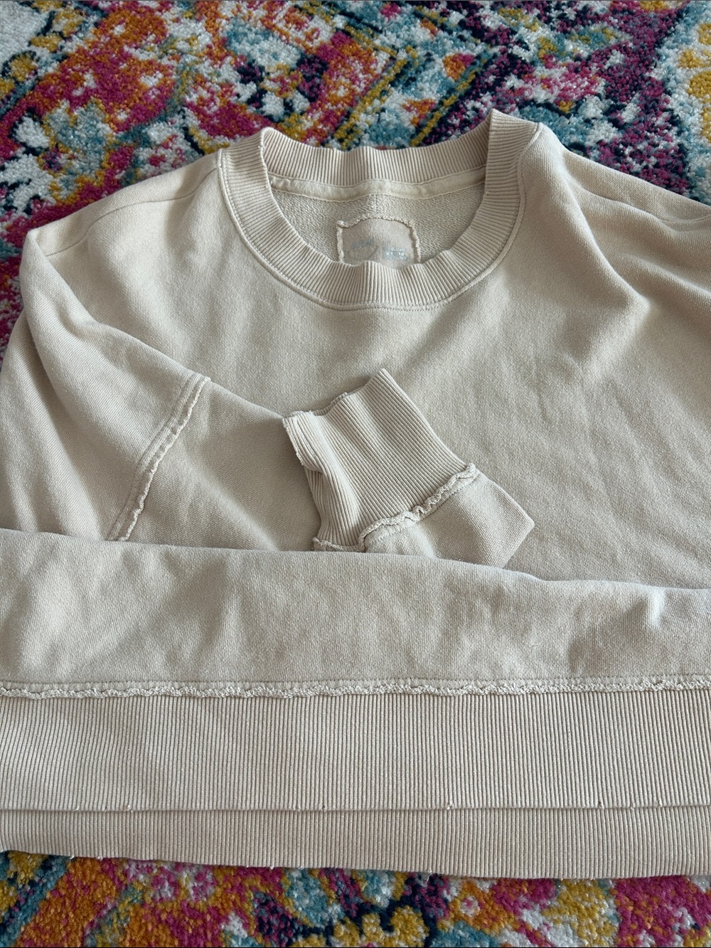 Aerie Oversized Soft Cream Crewneck - Picture 3 of 4